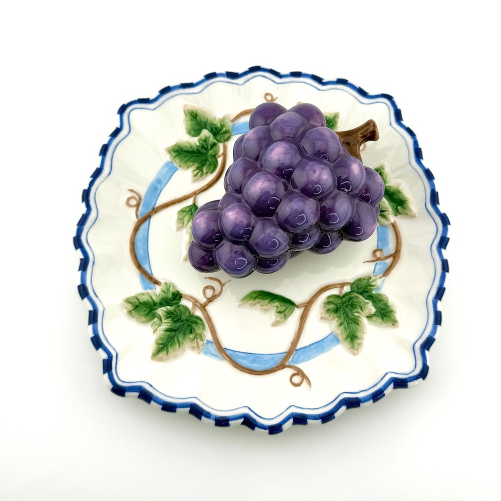 GANZ Grape Design Plate with Purple and Green Accents